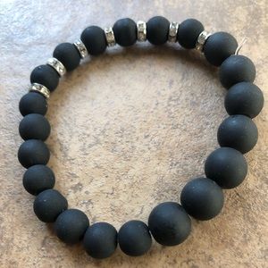 Black bracelet with CZ spacers